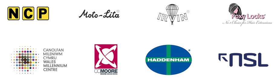 Clients include NCP, Moto-Lita,Irvin, Foxy Locks, Wales Millennium Centre, Haddenham, NSL